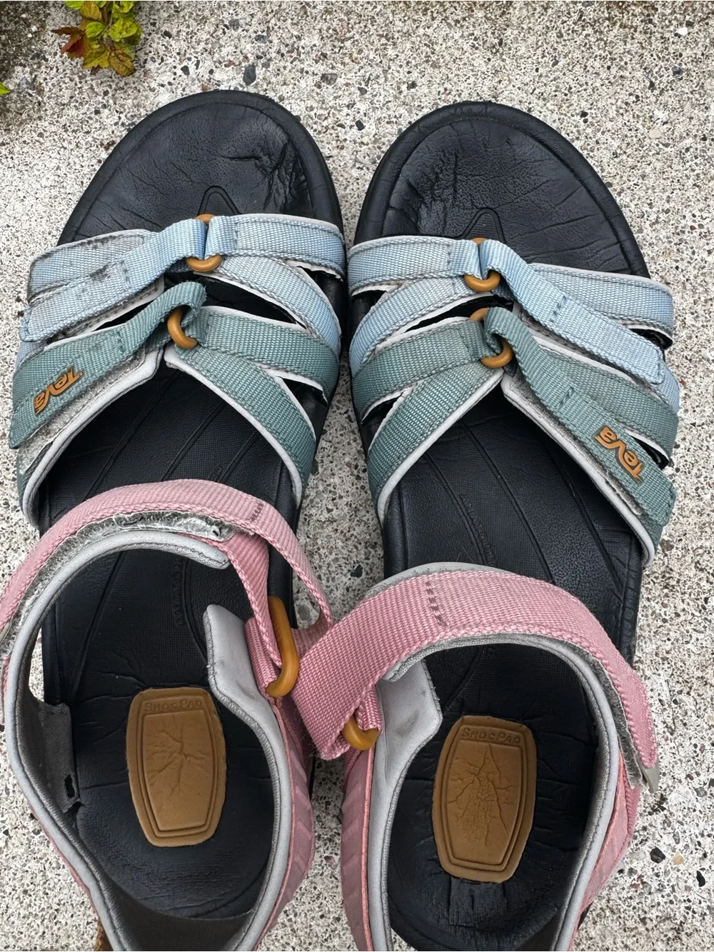 Teva Women’s Multi-Strap Sport Sandals in Pink and Light Blue